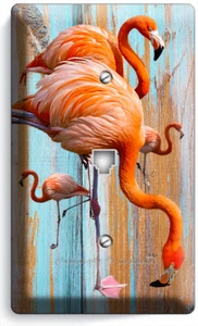 TELÉFONO DE MADERA FLAMINGO ROSA TROPICAL DESGASTADO PLACA DE PARED DECORACIÓN DE HABITACIÓN - Imagen 1 de 1