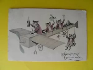 Alte AK 1906? Neujahr? Flugzeug Katzen Slowenien? H. H. i. W. Nr. 818 - Bild 1 von 2