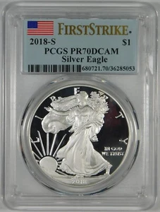 2018-S $1 Proof Silver Eagle Coin PCGS PR70 DCAM **First Strike** - Picture 1 of 2
