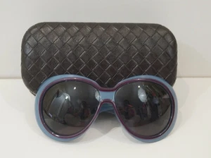 BOTTEGA VENETA Damen-Sonnenbrille blau/burgund klobiges rundes Gestell mit Etui - Bild 1 von 8