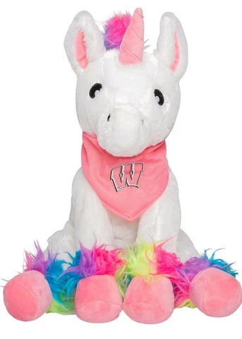 FOCO Collectibles Wisconsin Badgers NCAA Unicorn Plush White/Pink Cover