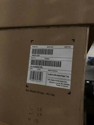 OKI DATA  C9600 2ND AND 3RD 530-SHEET TRAY P/N 42831301 - Image 1 of 2