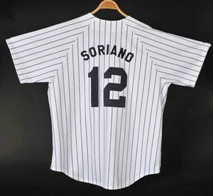 Vintage New York Yankees Majestic #12 Alfonso Soriano Pinstripe Jersey Men's XL - Picture 1 of 4