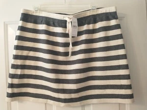 NWT Ann Taylor LOFT Drawstring French Terry Straight Knee Striped Skirt sz L - Picture 1 of 6
