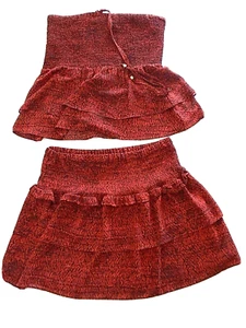 Michael Kors 2 Piece Skirt Suit Women's Size L Top and XL Skirt Red - Picture 1 of 6