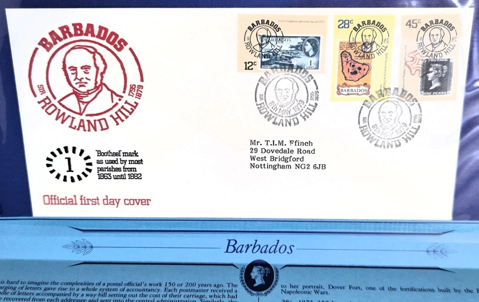 Barbados Official First Day Cover 1979 Commemorating Sir Rowland Hill - Image 1 of 3