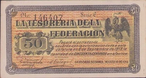 México Sonora 50 Centavos Serie e 1914 UNC - aUNC - Imagen 1 de 2
