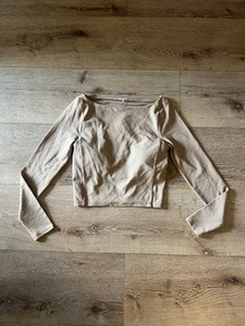 T-shirt donna Calia marrone manica lunga a costine taglia S nuova con etichetta - Foto 1 di 3