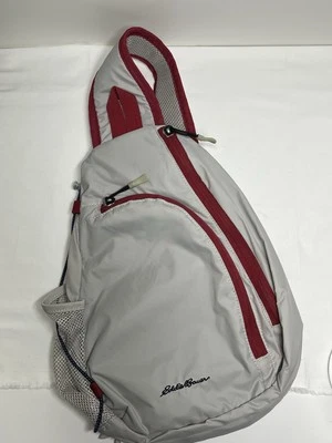 Bolso Bandolera Eddie Bauer Bandolera Nylon Mochila de Hombro Cartera Gris, Rojo Cremallera Foto 1 de 4