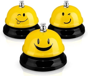 Hotop 3 Pcs Desk Bell for Service Funny Front Desk Smile Face Metal Ringer Call - Picture 1 of 2