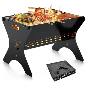 Camping Campfire Grill Portable Folding Charcoal Grills Backpacking BBQ - Picture 1 of 8