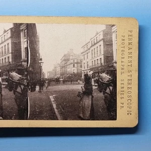 Liverpool Stereoview C1895 Merseyside Victorian People On Dale Street - Imagen 1 de 3