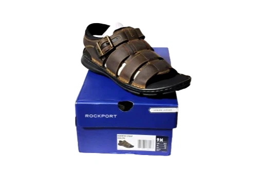 Rockport Men's Darwyn Leather Strap Sandals Color Brown Size 9.5M Style H80298