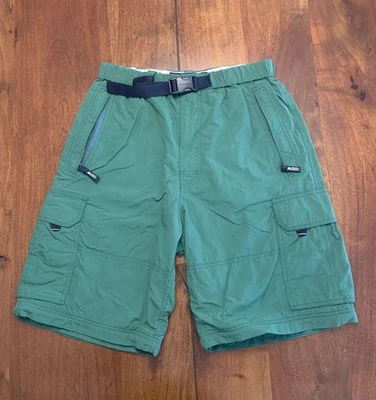 VTG  Abercrombie Fitch Belted Cargo Shorts Mens M Nylon Green Lined Y2K 90s Rave - Image 1 of 4