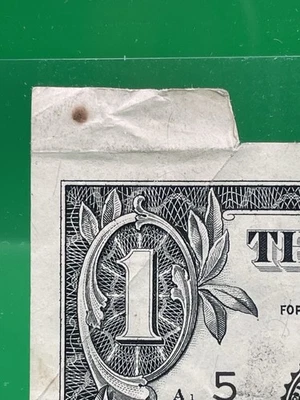 $1 2006 MAJOR CUTTING BUTTERFLY FOLD ERROR 🔥“A” RUN D/C Printed One Dollar Bill - Image 1 of 4