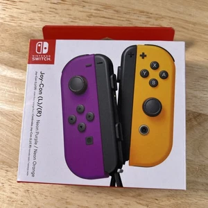 Official Nintendo Switch One Joy-Con Controllers Pair Neon Purple & Neon Orange! - Picture 1 of 2