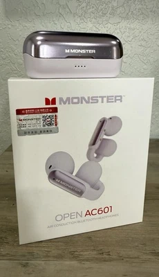 Monster Wireless Earbuds Open AC601 Comfort Clip-On Bluetooth Earbuds Purple New - Image 1 of 4