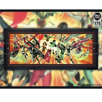 DC 正义联盟完美联盟亚历克斯·罗斯签名带框艺术平版画 49x22” — 第 1/4 张图片