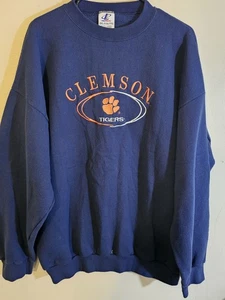 Herren CLEMSON TIGERS Logo sportliches Sweatshirt blau orange Größe XXL 2XL - Bild 1 von 3
