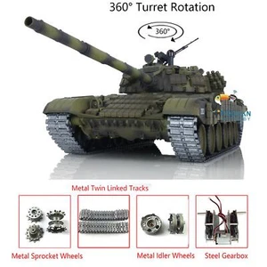 Henglong 1/16 Russian T72 RC Military IR Tank W/360°Turret Track Linkages Armor - Picture 1 of 11