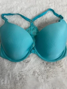 Sujetador push up Victorias Secret de encaje Demi para mujer talla 34DD azul aguamarina cierre frontal - Imagen 1 de 8