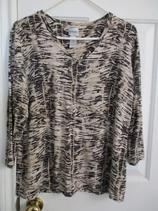 CHICO'S MULTI COLOR 3/4 SLEEVE V NECKLINE TOP SIZE CHICO'S 2 (12-14) - Picture 1 of 4