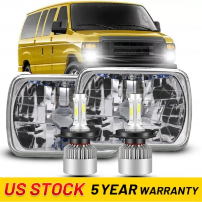 Pair 7x6'' LED Headlights H4 High/Low Beam DRL for Chevrolet Express 2500 3500 - Image 1 of 4