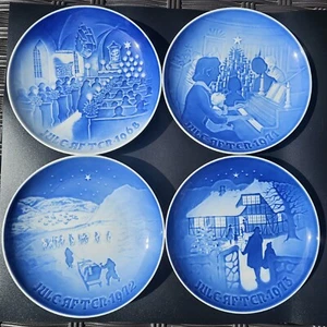 (4) Bing & Grondahl Kopenhagen Weihnachtsplatten blau Porzellan B&G 1968 1971-73 - Bild 1 von 22