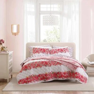 BETSEY JOHNSON Bedding Sets King Floral Microfiber Reversible Peony Pink 3-Piece - Picture 1 of 7
