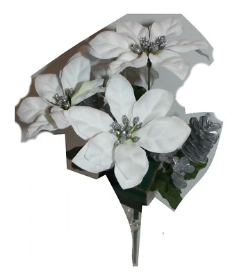 De lujo 13" Brillante Navidad 6 Cabezas Arbusto Mixto Artificial 4" Pino de Pascua c Foto 1 de 4