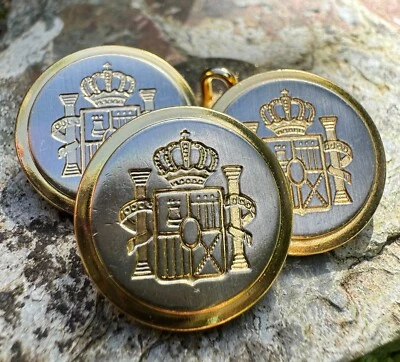 10 x 20mm Metal Blazer Buttons, crest design brass with brushed silver finish - Image 1 of 4