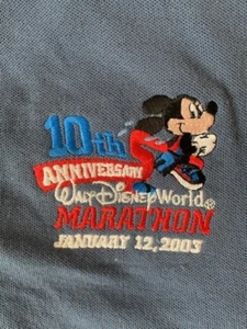 Walt Disney World 2003 10th Anniversary Marathon Blue Polo Shirt Women's Size L - Picture 1 of 4