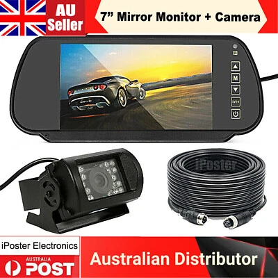 7" Rear View Monitor 4 PIN IR Reversing HD Camera 12v 24v Waterproof For Caravan - image 1 of 4