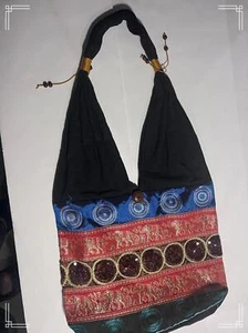 Embroidered Boho-Style Bag with Elephant Design - Picture 1 of 3