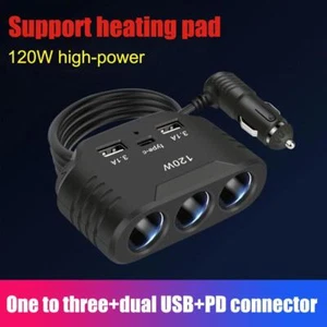 12V 24V 3 Way Multi Socket Car Cigarette Lighter Splitter Adapte New 9CM6 - Photo 1 sur 14