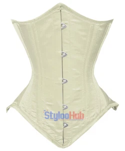 Womens Heavy Duty Steel Boned Underbust Waist Trainer Satin Gothic Corset C33S - Picture 1 of 4