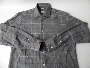 Culturata  Mens Sz M 15 3/3 40  gray Plaid Classic Fit Btn Up flannel ITALY MADE - Picture 1 of 6