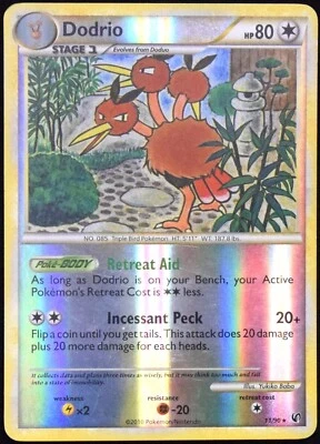 Pokemon TCG Dodrio 11/90 2010 Undaunted Reverse Holo Rare Card - MP - Image 1 of 2