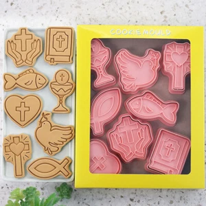 8PCS Christian Communion Cookie Cutter Cross Chalice Press Biscuit Stamps Mo _yi - Bild 1 von 12