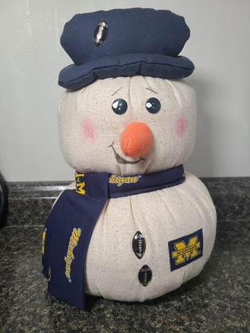Handmade Michigan Wolverines Football Snowman Plush Cover
