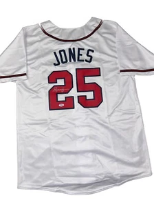 Andruw Jones signed Atlanta Braves white jersey COA w/ Stitched #s PSA ITP Coa - Picture 1 of 5