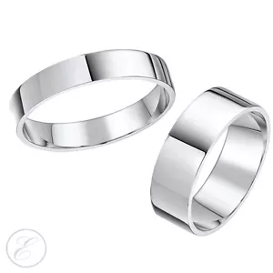 Palladium Pareja Juego 4&6mm Anillos de Bodas Corte Plano el y Ella Paladio 950 - Bild 1 von 4