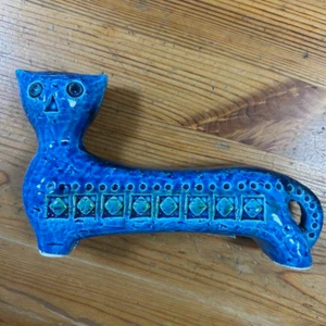 FLAVIA BITOSSI Rimini Blue Cat Aldo Londi Pottery Figurine Ceramiche Art No.37 - Picture 1 of 15