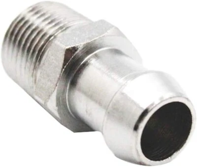 Chrome Steel Chevy Intake Manifold Heater Hose Fitting 1/2" NPT 5/8" Barb - Image 1 of 4