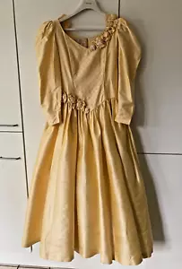 Vintage Ballkleid / Brautkleid (Couture by Lyn Ashworth), Roh-Seide, gelb, Gr.40 - Bild 1 von 14