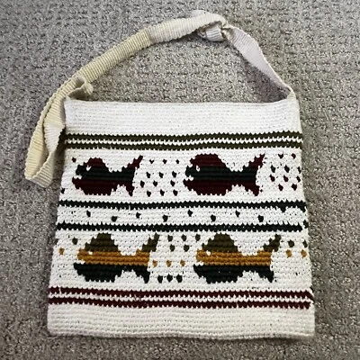 Bolso Bandolera Tejido Pesca Pescado Bolso Playa Barco Escuela Embalable Tejido Crochet Foto 1 de 4
