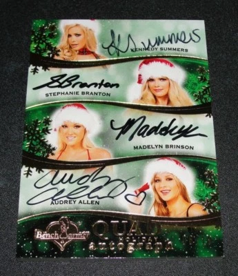 2014 Benchwarmer Holiday QUAD Gold Auto/10 SUMMERS Branton BRINSON Allen PLAYBOY - Image 1 of 2