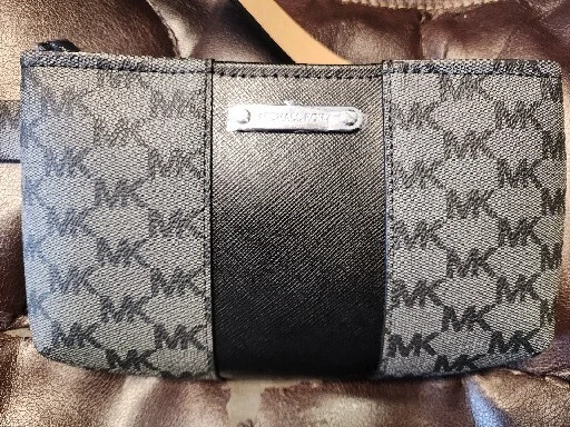 Michael Kors Black & Grey Signature MK Logo Bum Bag Waist Fanny Pack S/m
