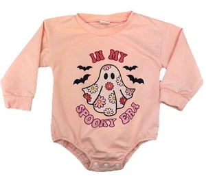 In My Spooky Era One Piece Outfit Baby Girl 6-12 Month Pink Ghost Halloween - Picture 1 of 7
