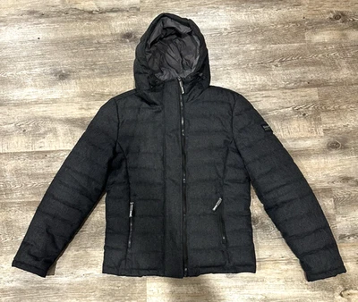 Grey Superdry Fuji Jacket Tweed Double Zip Medium Mens Charcoal Gray - Image 1 of 4